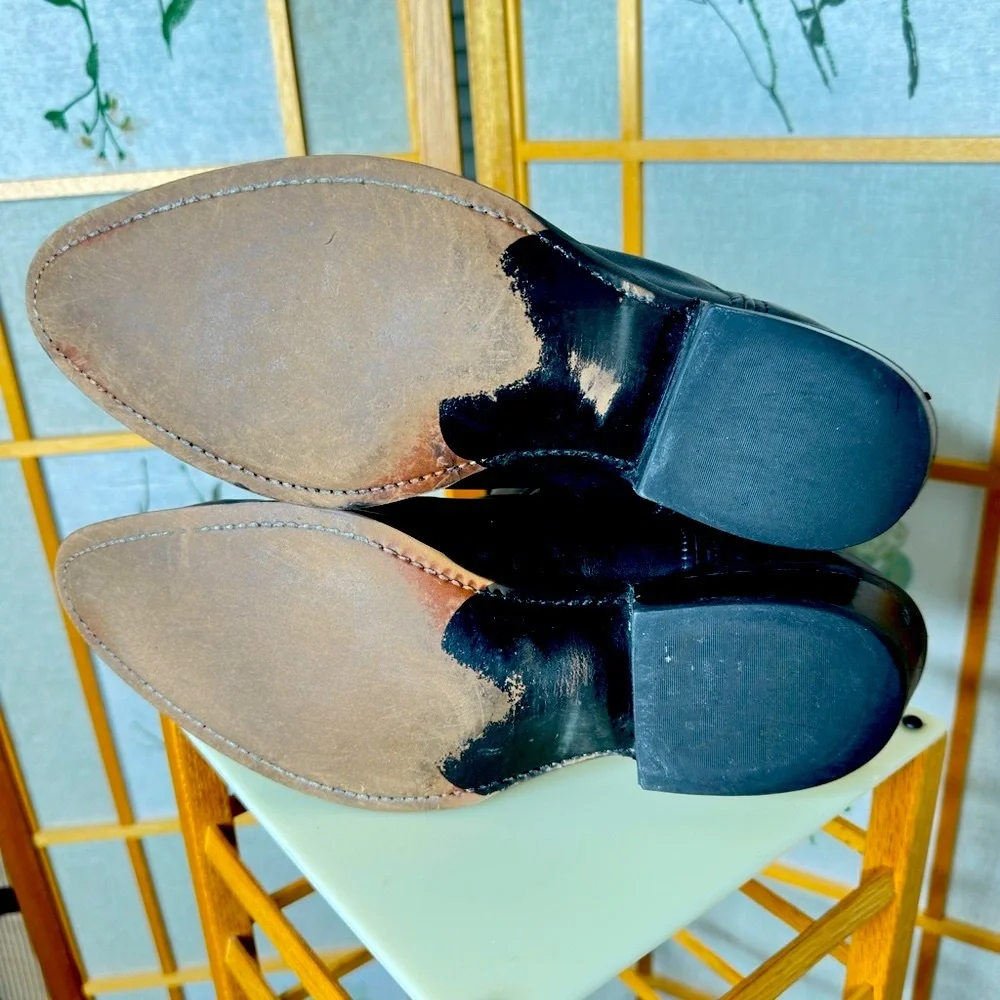 Black Code West leather cowboy boots for men. - Picture 7 of 12